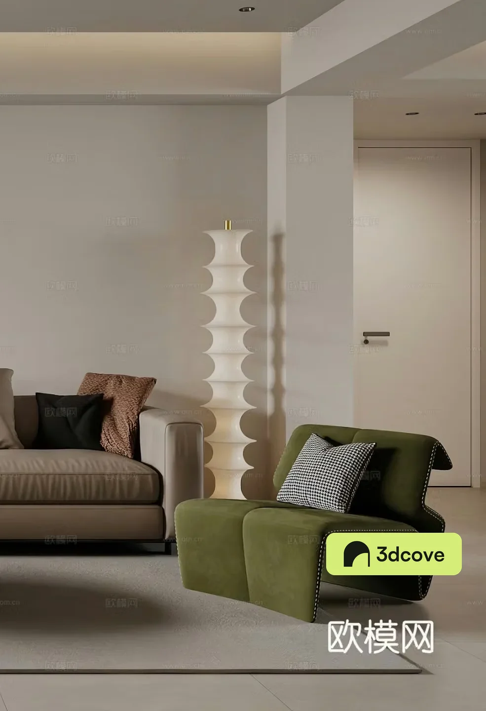 Modern casual chair single chair side table corner table cream style Italian floor lamp simple