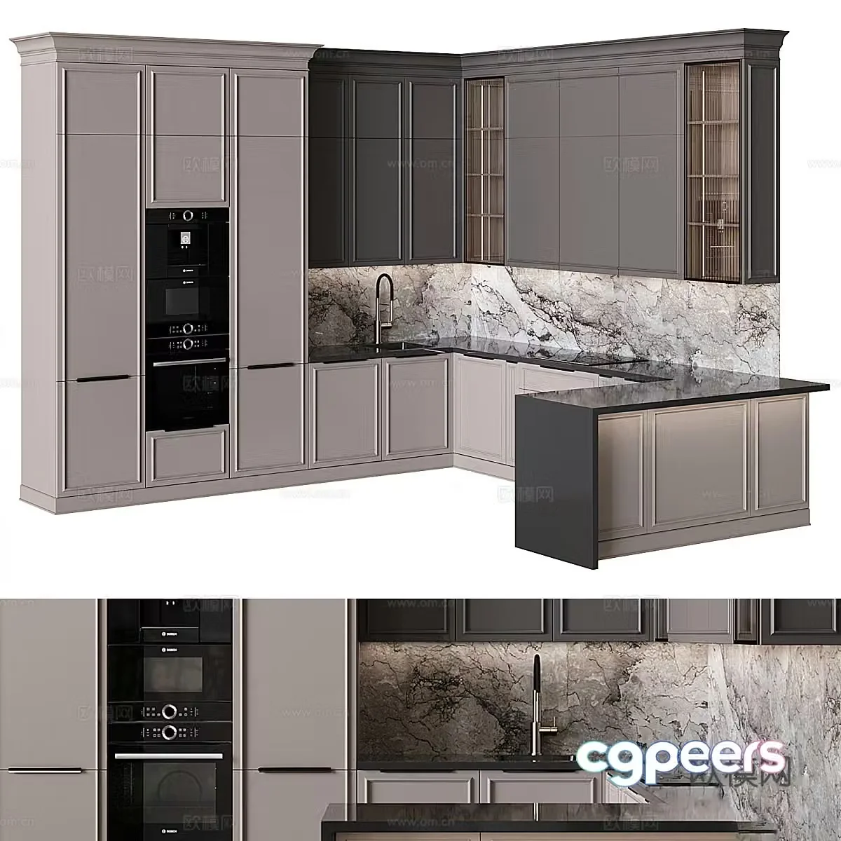 Modern Italian light luxury cabinet 3D model