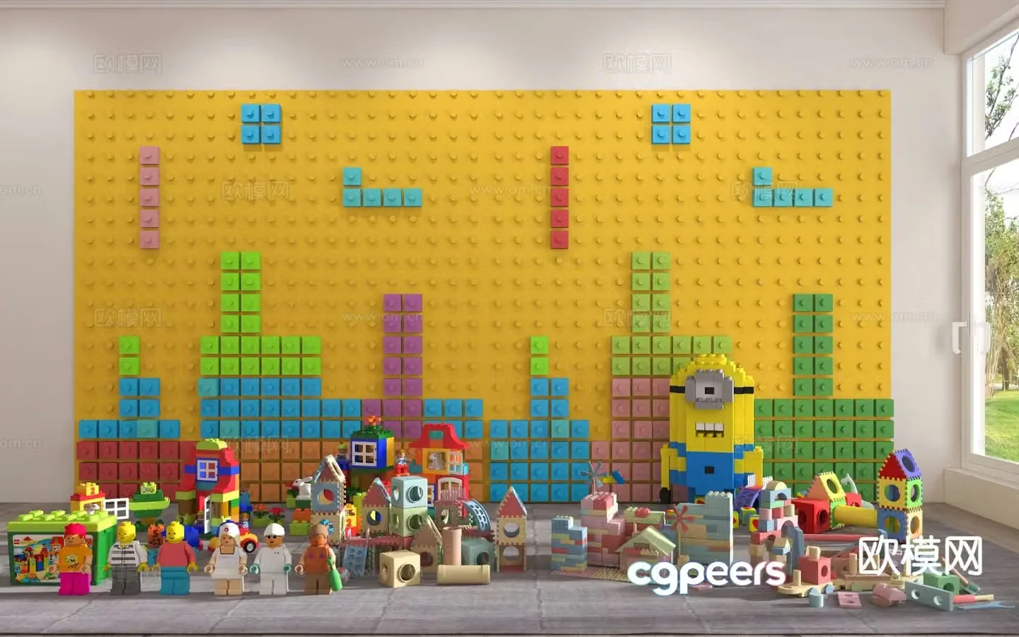 Children’s building block toy wall building block toy table 3d model