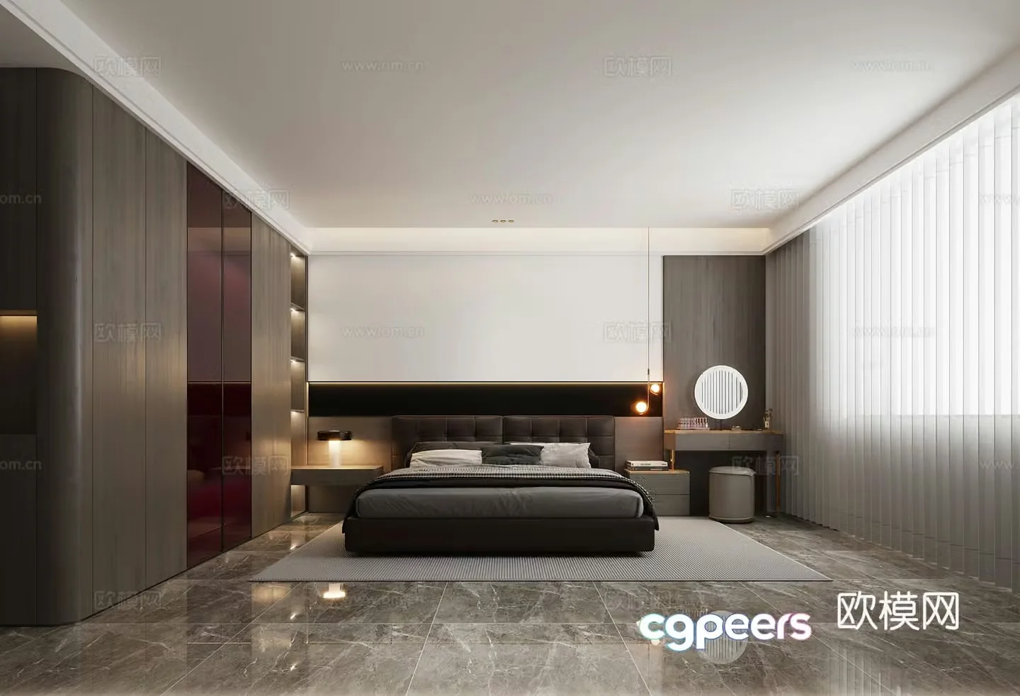 Modern light luxury Italian bedroom 3D model