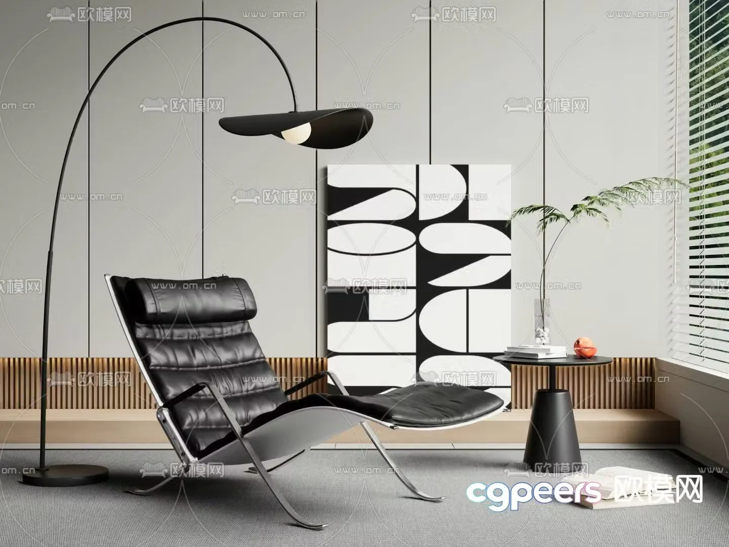 Leather lounge chair balcony chair leisure chair 3d model