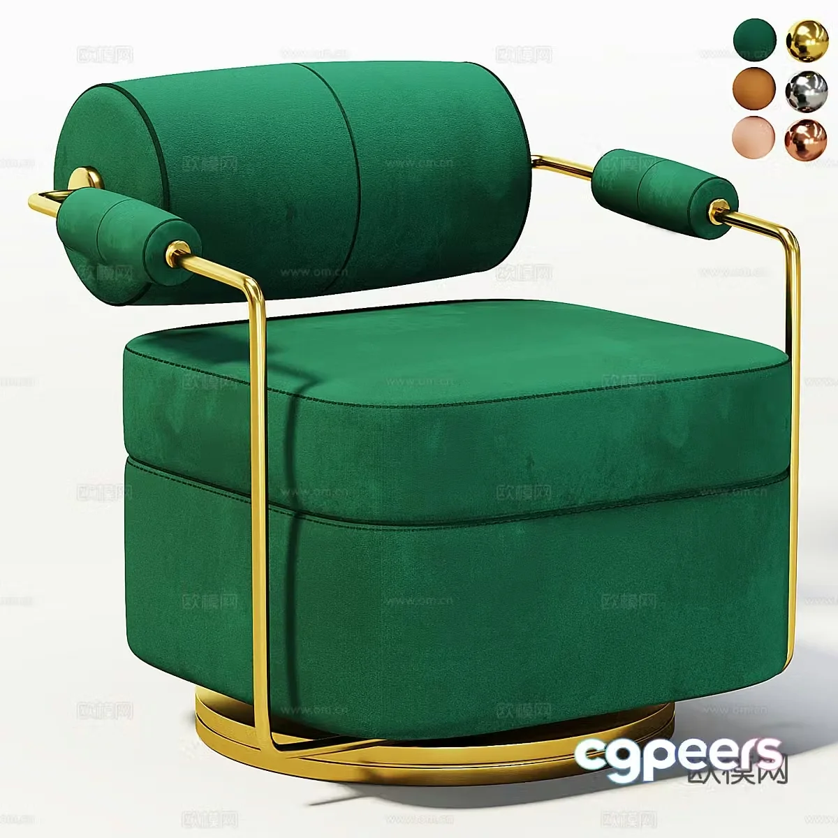 Modern Italian light luxury fabric armchair 3D model