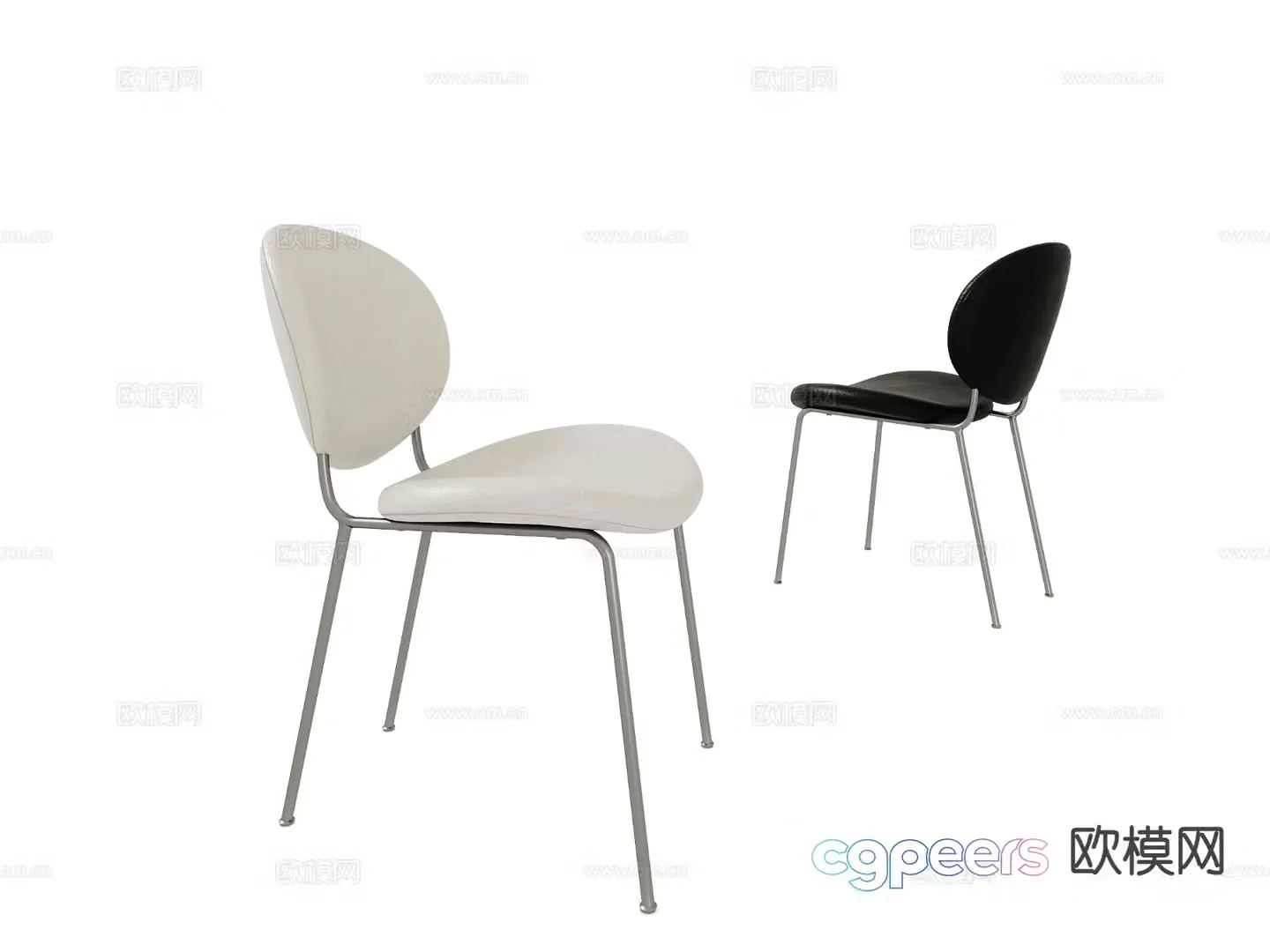 Modern single chair leather chair dining chair 3d model