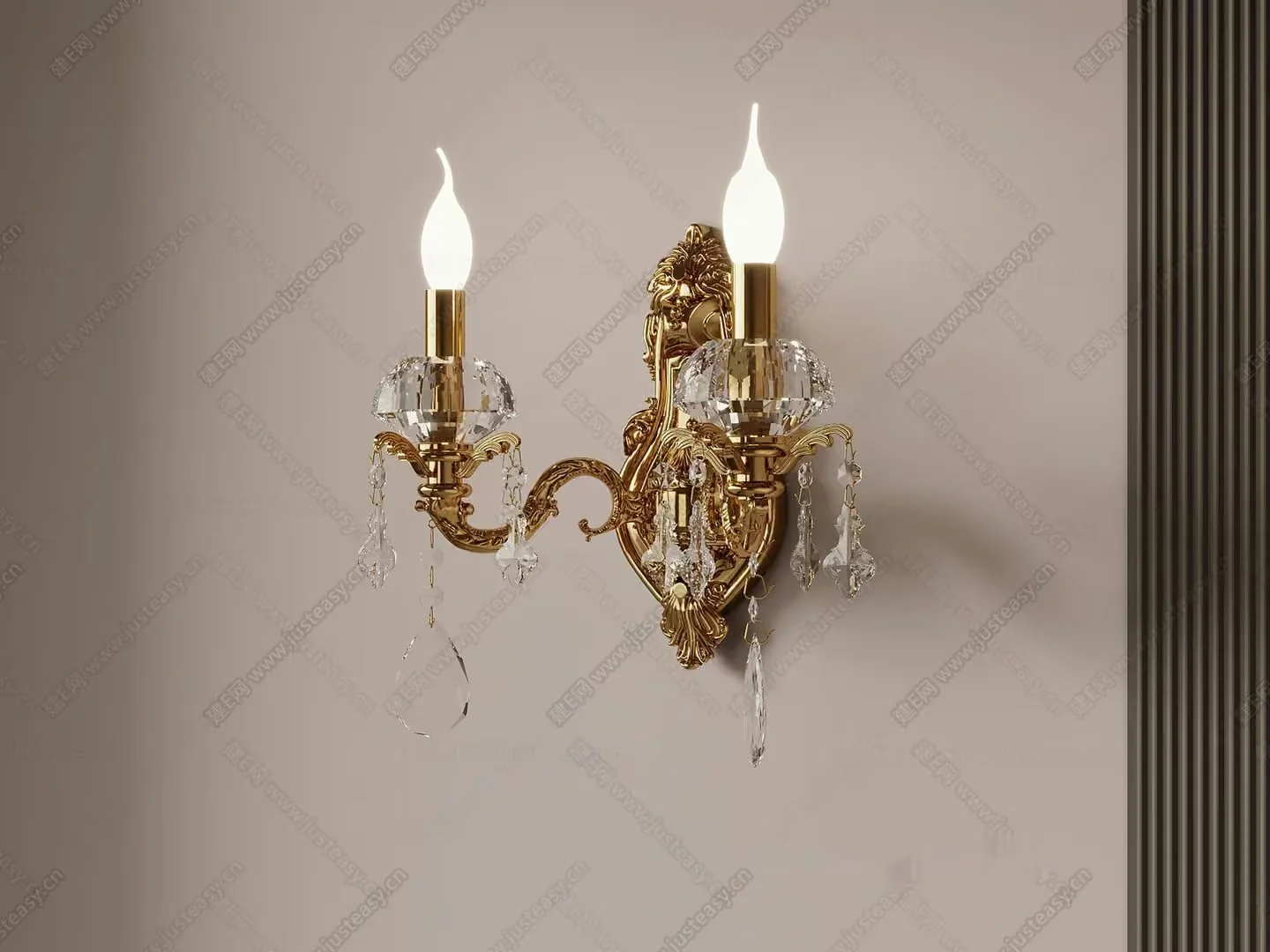 Gold Light Fixture 3D Model – 12678 – VRAY Render