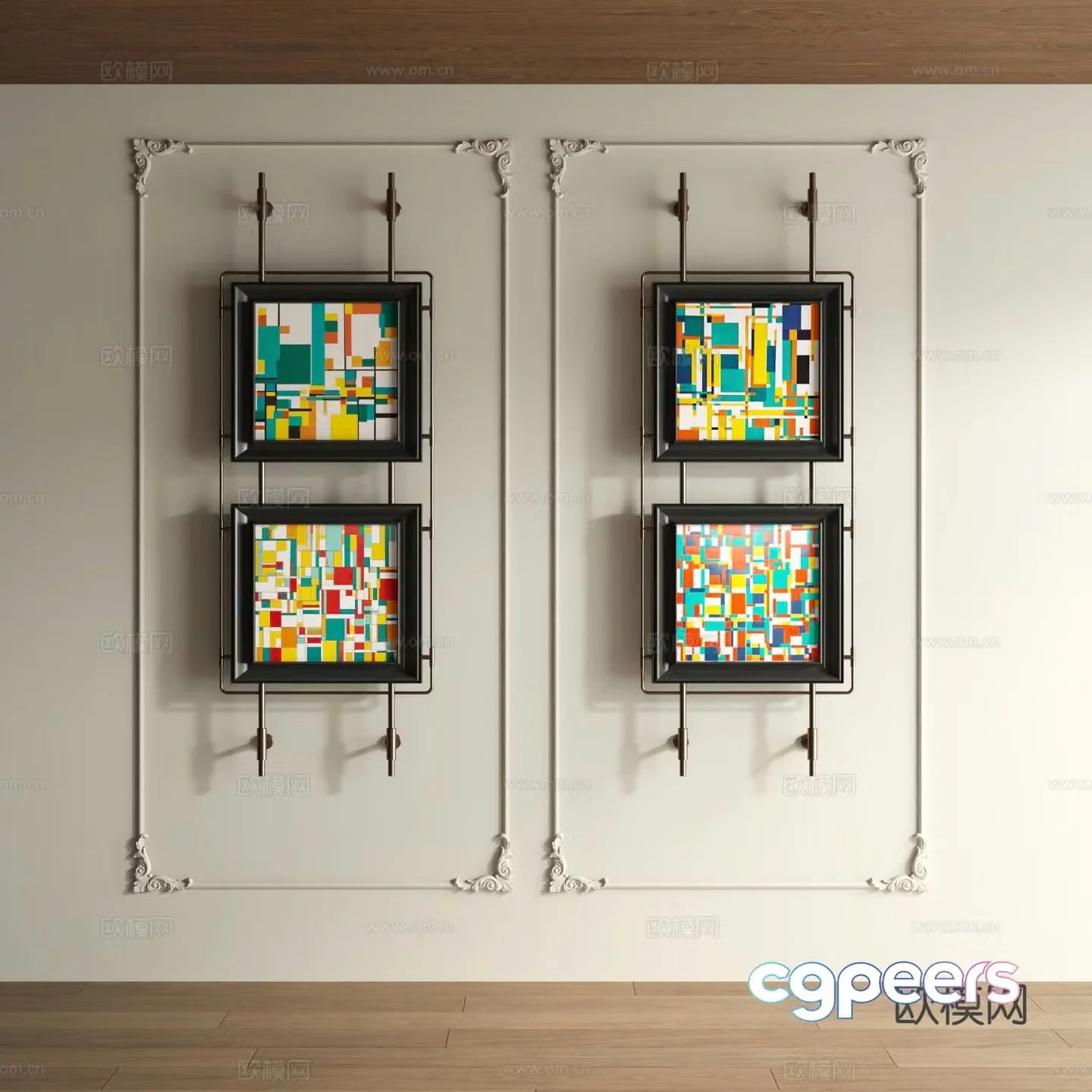 Modern abstract painting decorative painting 3d model