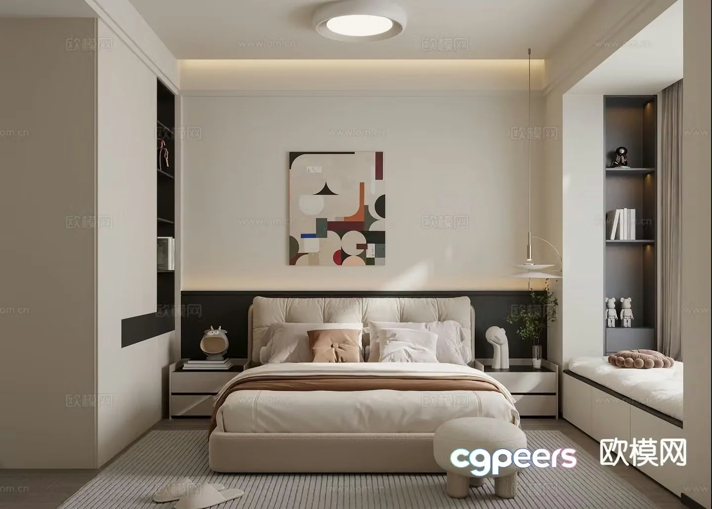 Cream style children’s room simple children’s room 3d model
