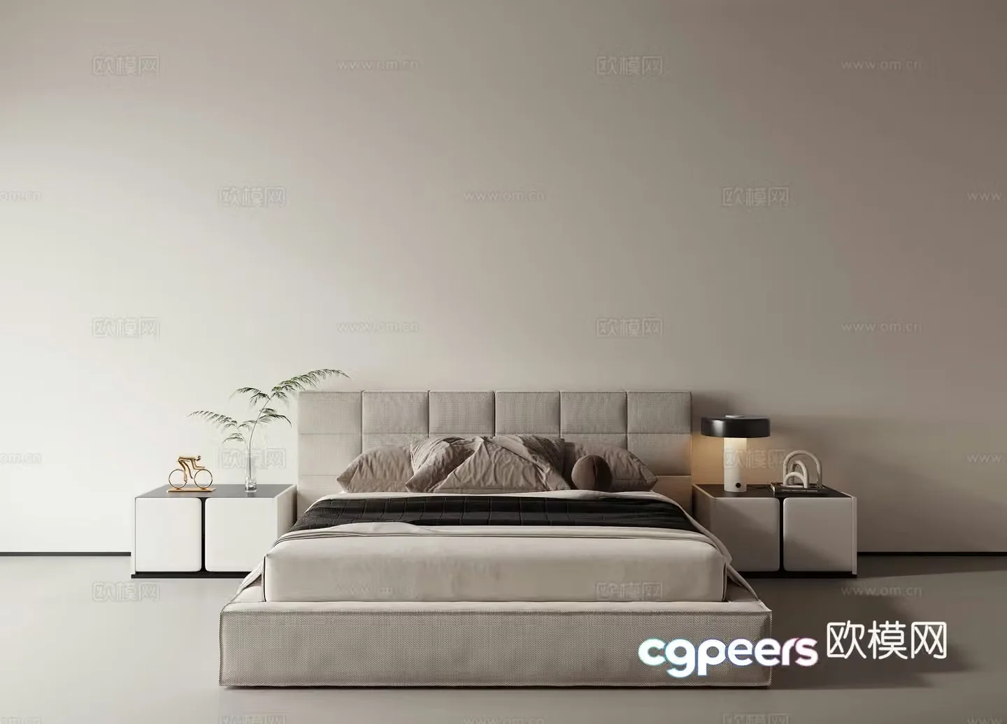 Modern double bed 3d model