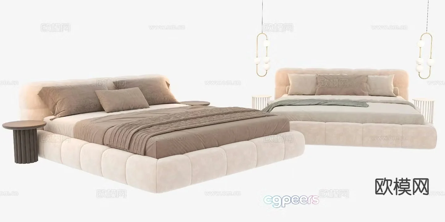 Modern double bed 3d model
