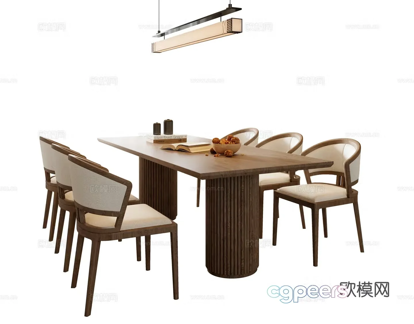 New Chinese style dining table and chairs Bar dining table 3D model