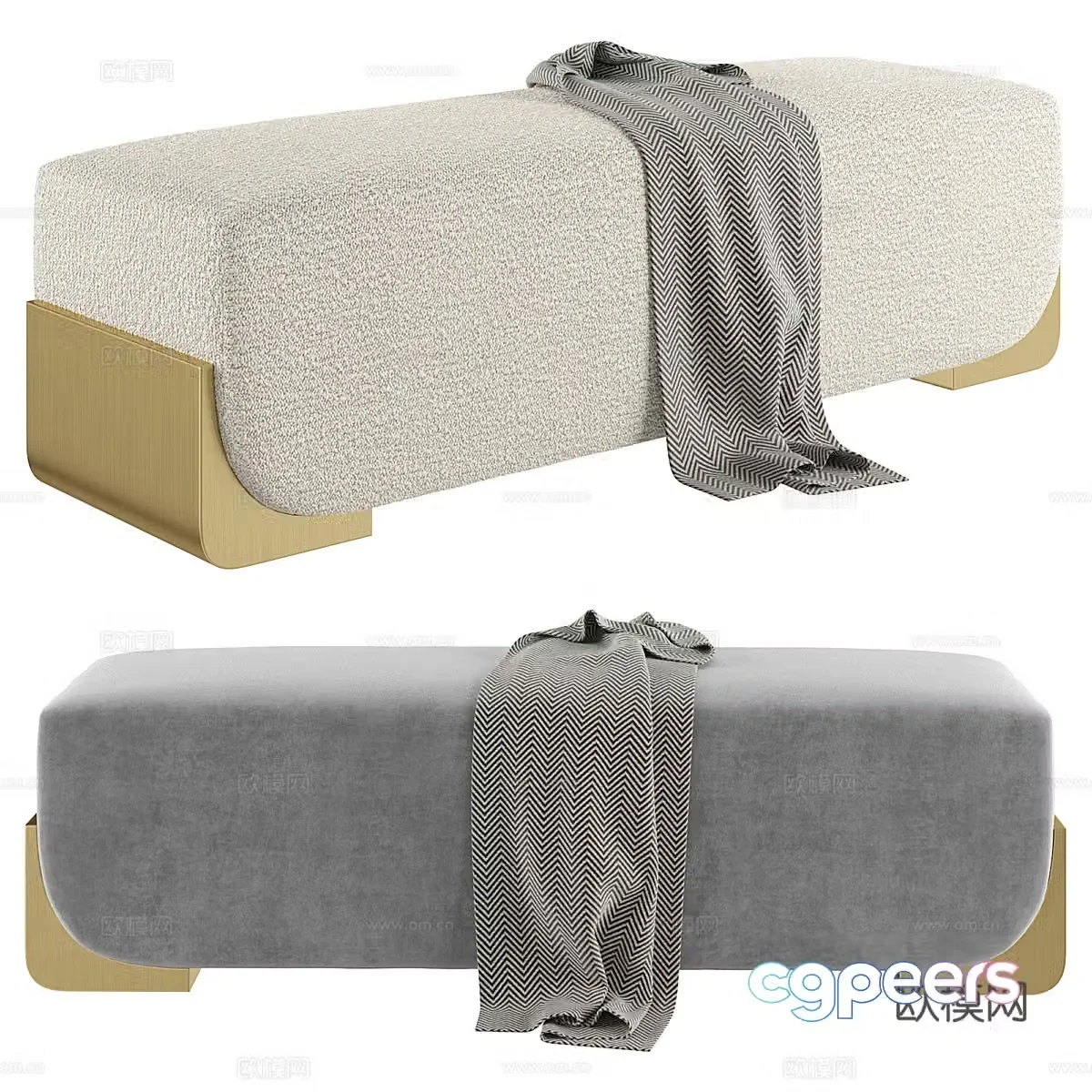 Modern Light Humano Bench 3D Model
