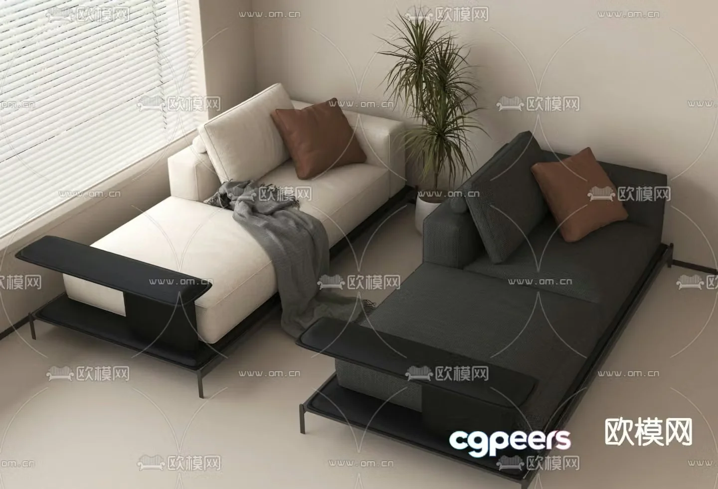 Modern sofa bed double sofa 3d model