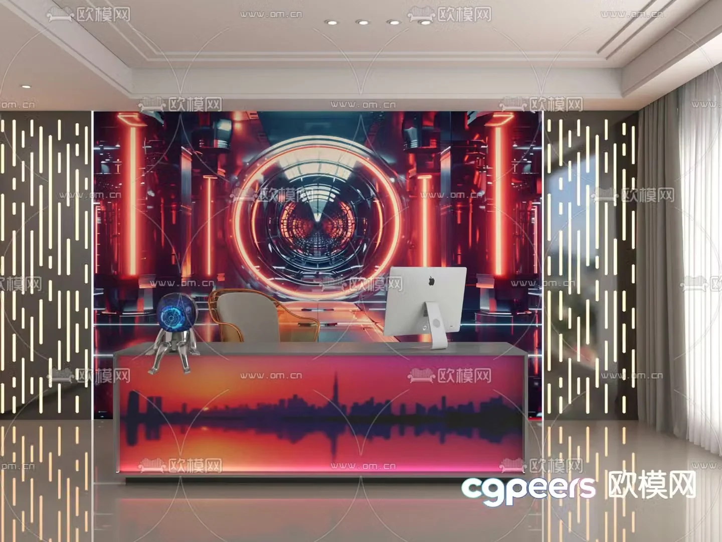 Sci-fi style reception desk 3D model