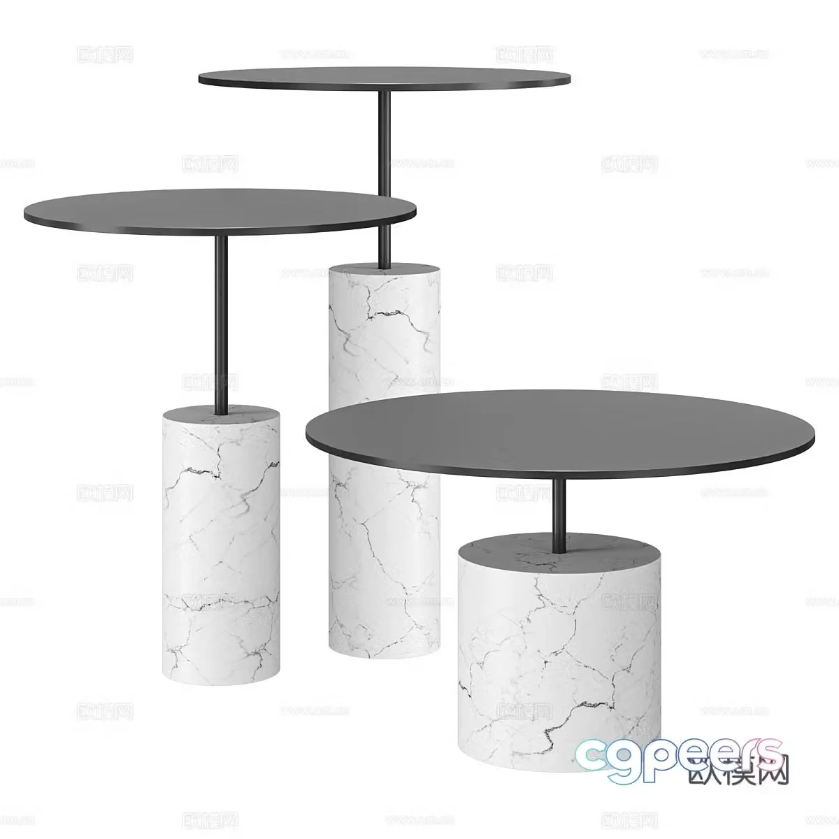 Modern round table side table angle table 3D model
