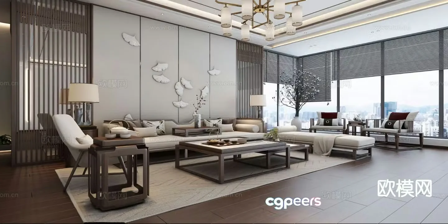 New Chinese style living room 3d model