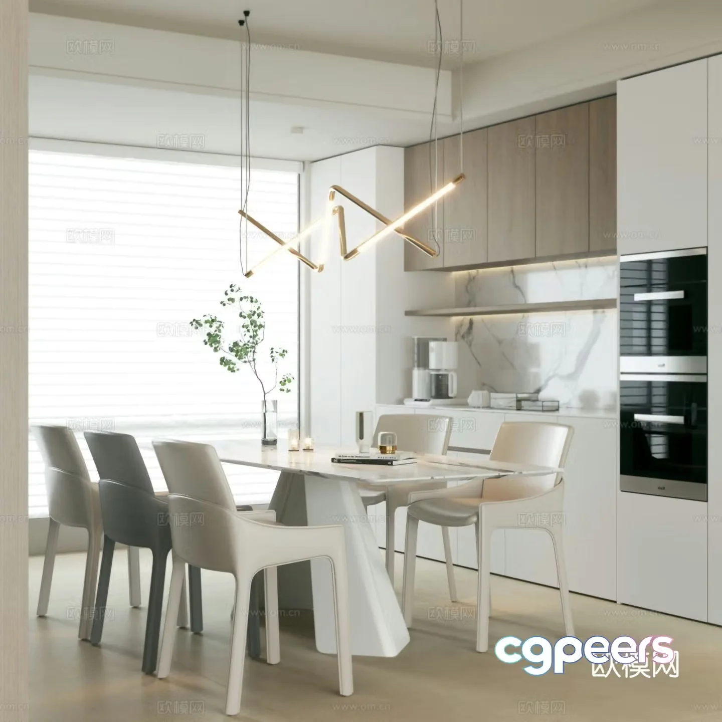 Cream style restaurant 3d model