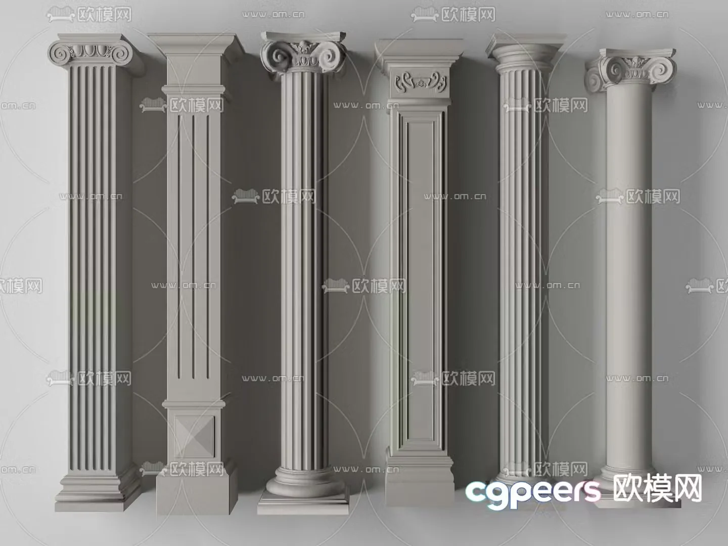 Simple European Column Roman Column Gypsum Column 3D Model
