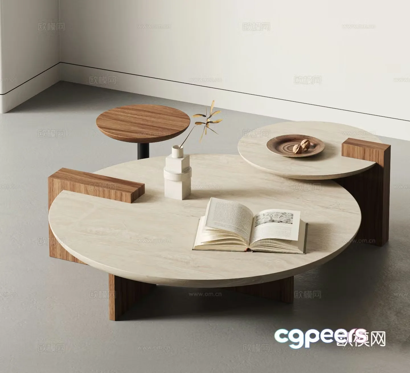 Wasabi style coffee table combination 3D model