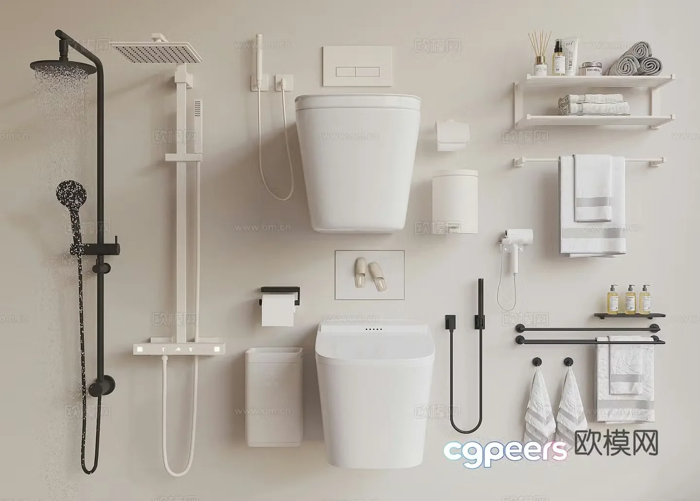 Modern bathroom supplies 3d model