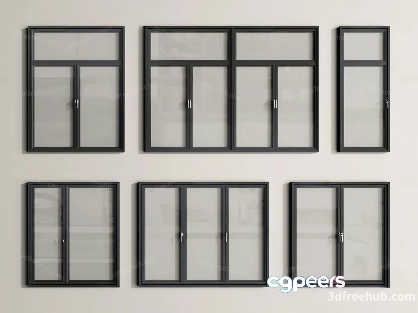 A Collection Of Windows 3D Model – 5858 – VRAY Render