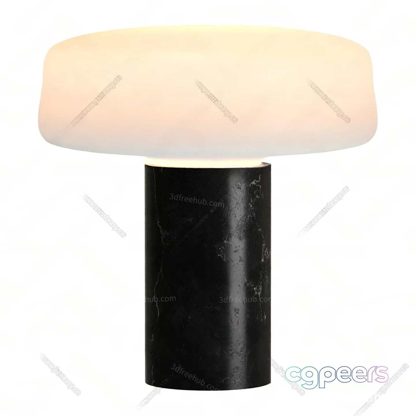 A Table Lamp With A Cylindrical Base And A Flat Rounded Shade 3D Model – 417 – VRAY Render