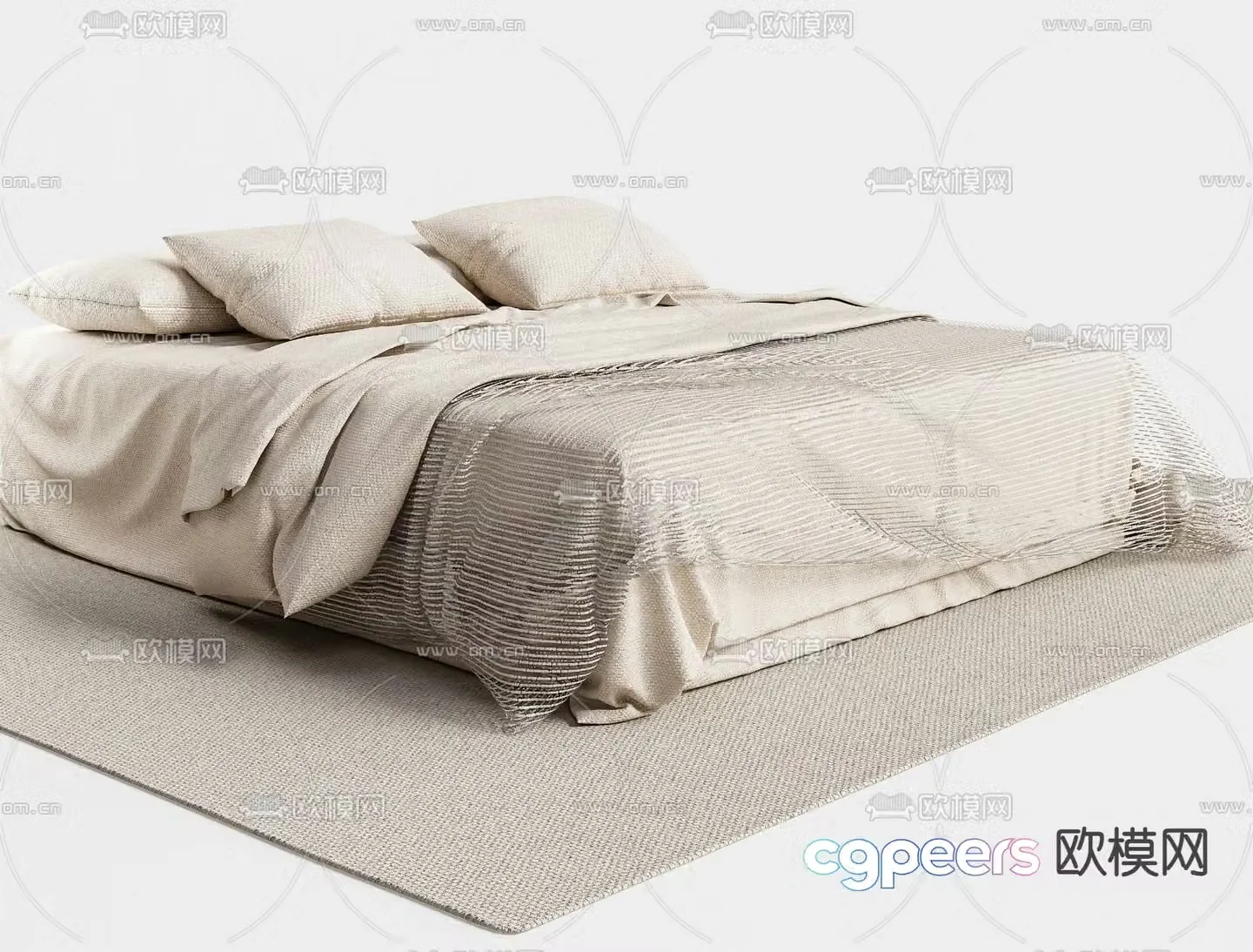 Modern double bed 3d model