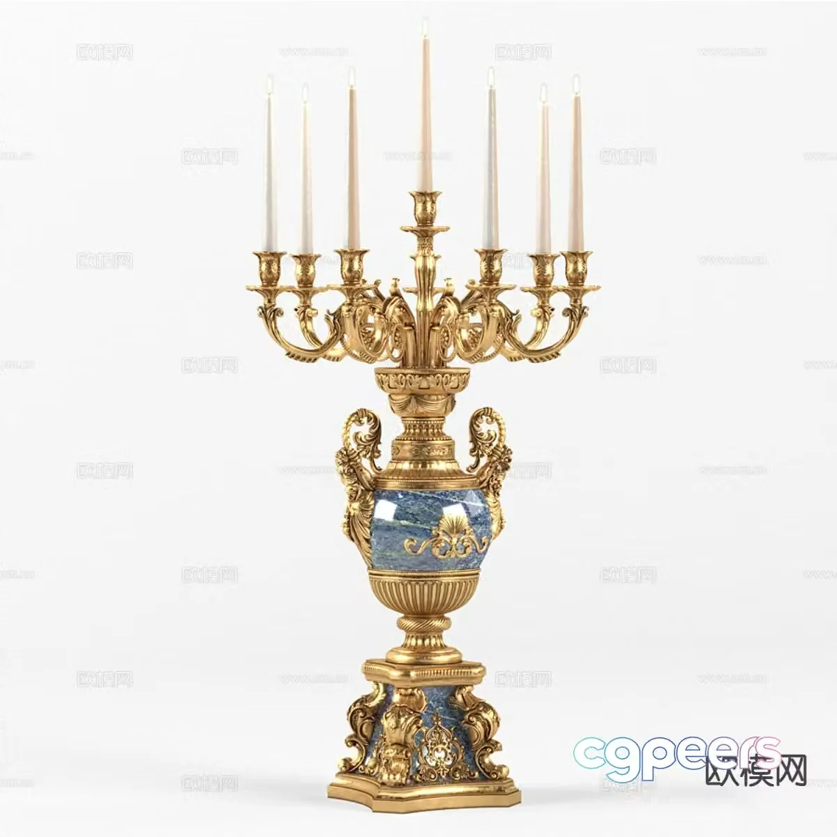 Simple European candlestick lamp candle 3d model