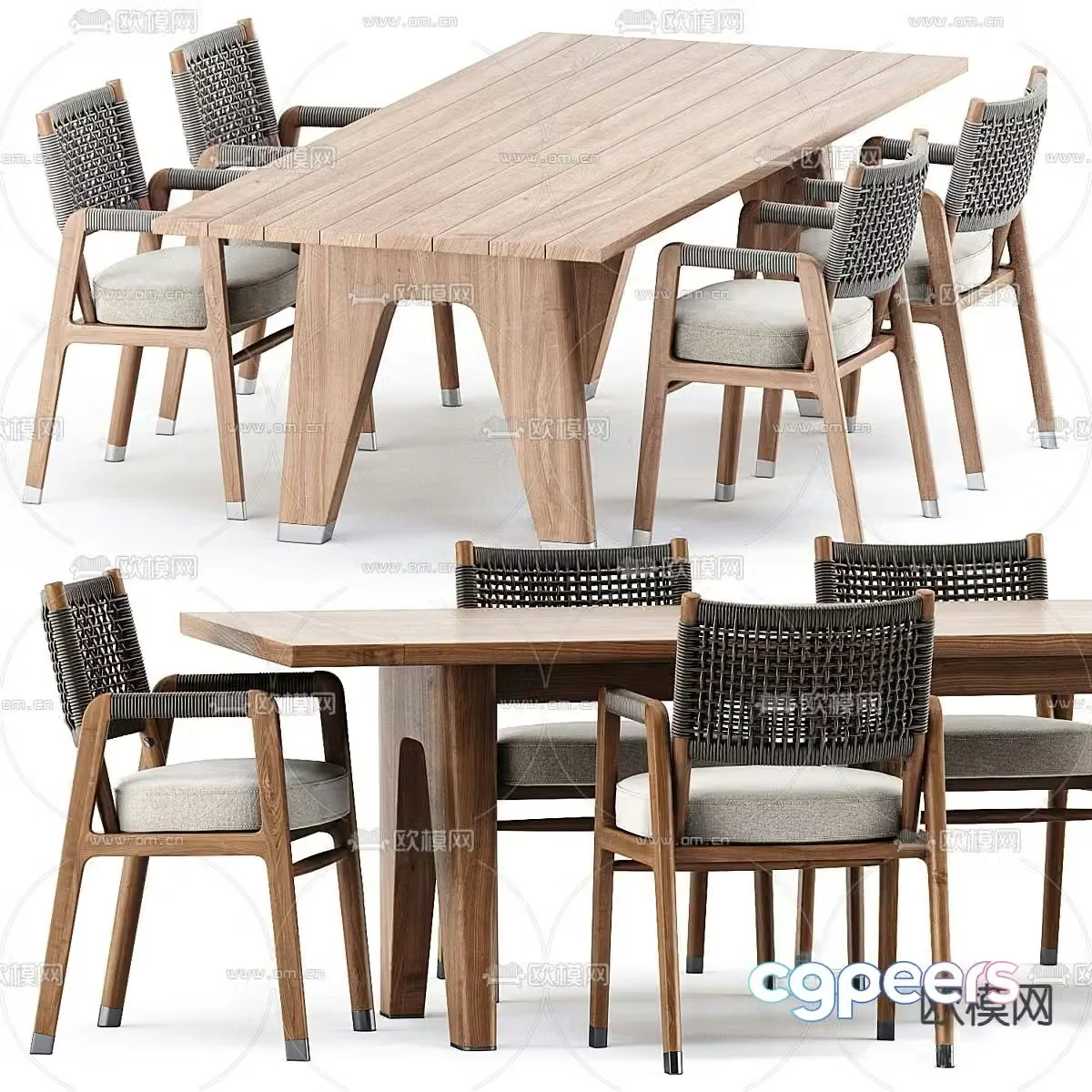 flexform modern outdoor table and chairs 3d model