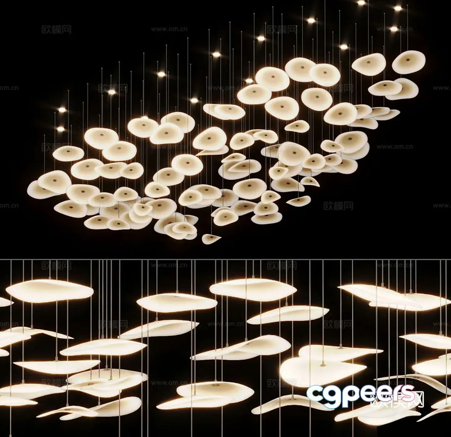 Light luxury large crystal chandelier 3D model