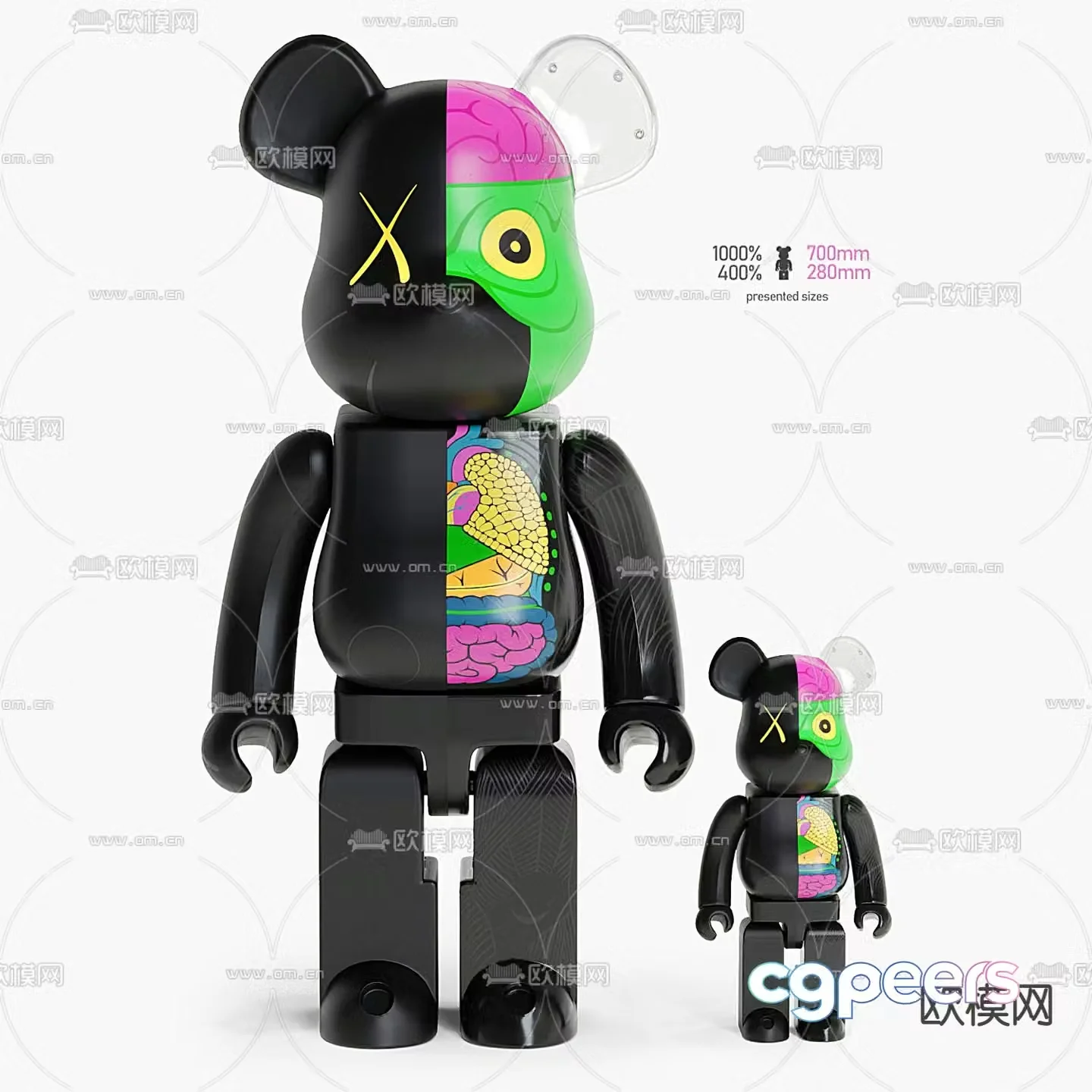 Modern trendy Kaws violent bear 3D model