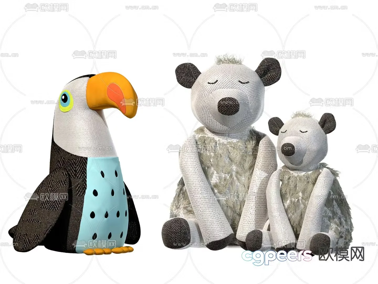 Modern cartoon plush toy 3d model