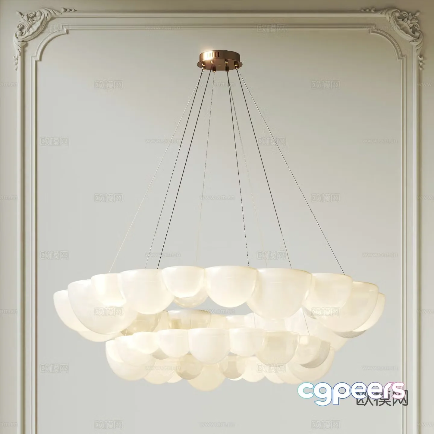 Modern glass chandelier Living room chandelier Bedroom chandelier Decorative chandelier Creamy chandelier 3d model