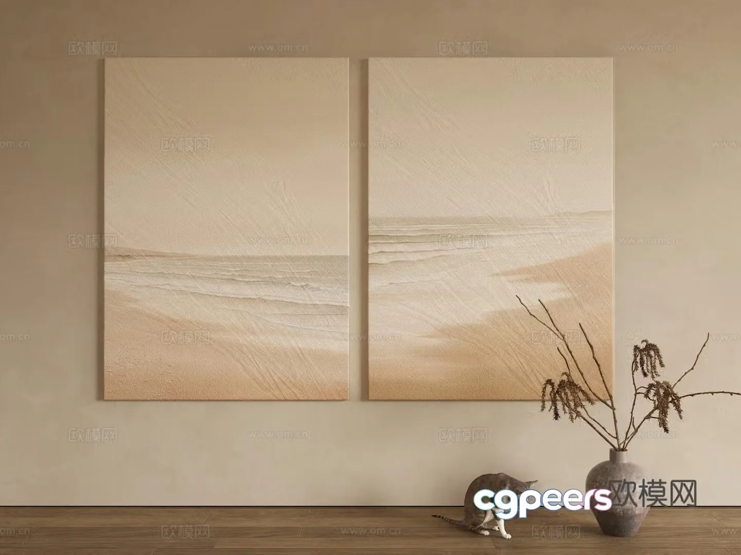 Modern texture painting decorative painting 3d model
