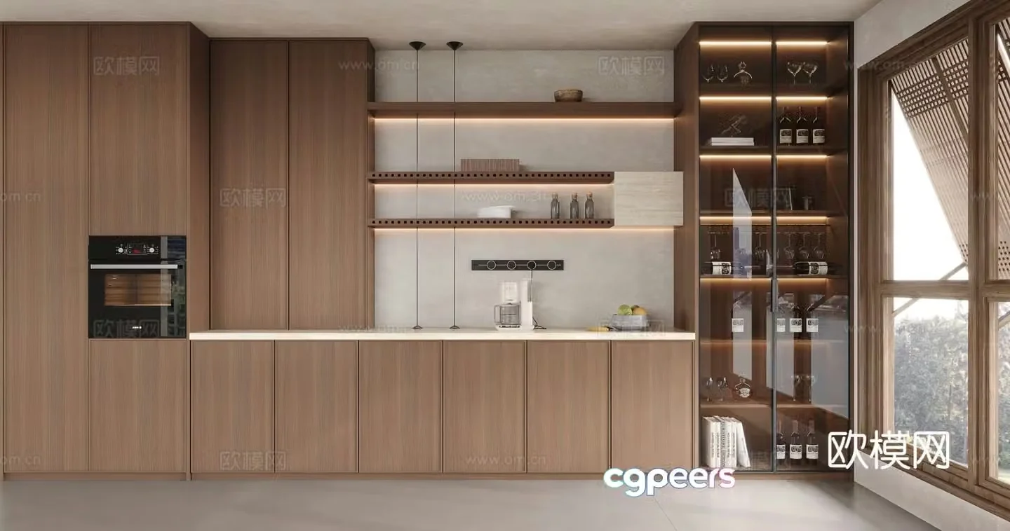 Medieval style wine cabinet and sideboard 3D model
