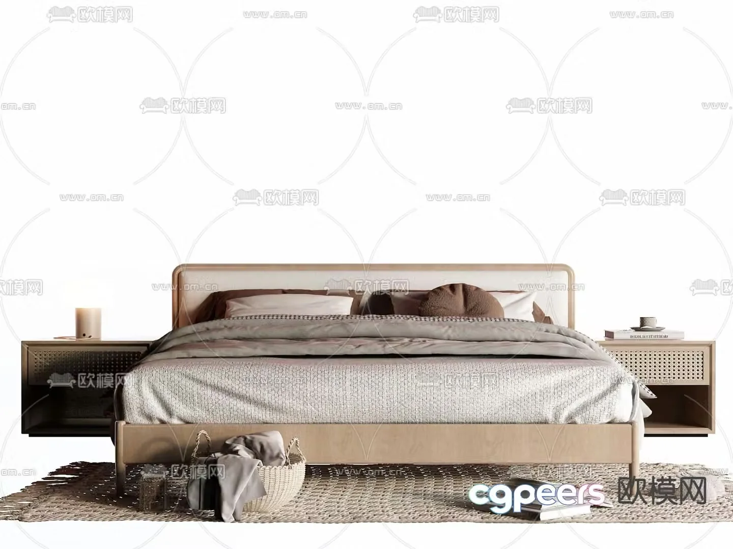 Wabi-sabi double bed 3d model