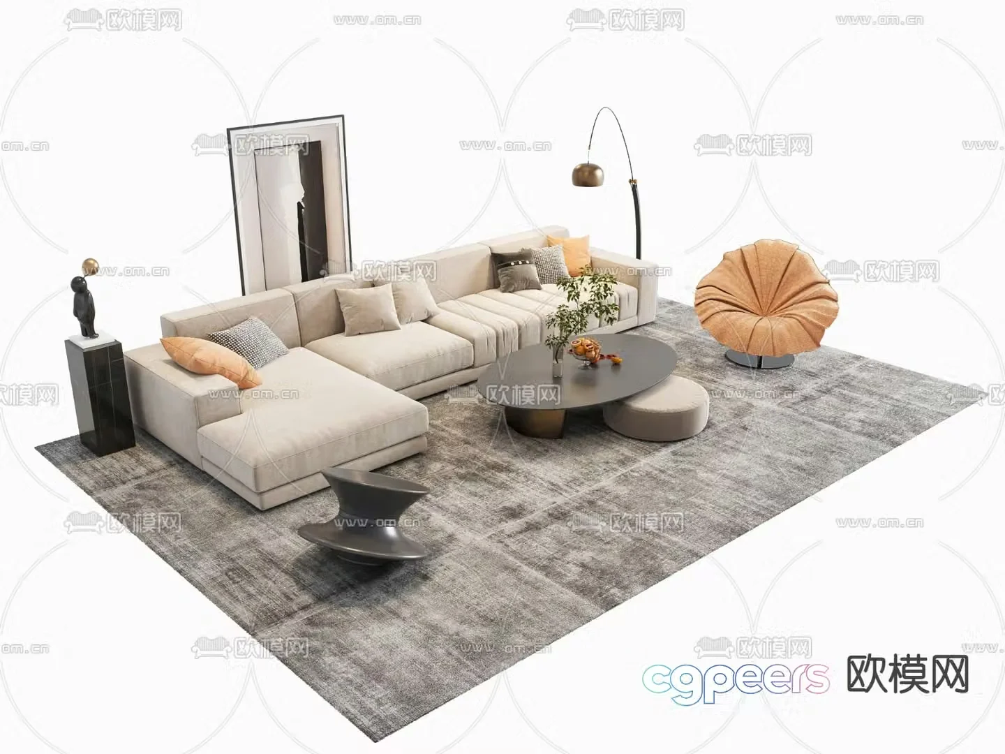 Corner sofa modular sofa 3d model
