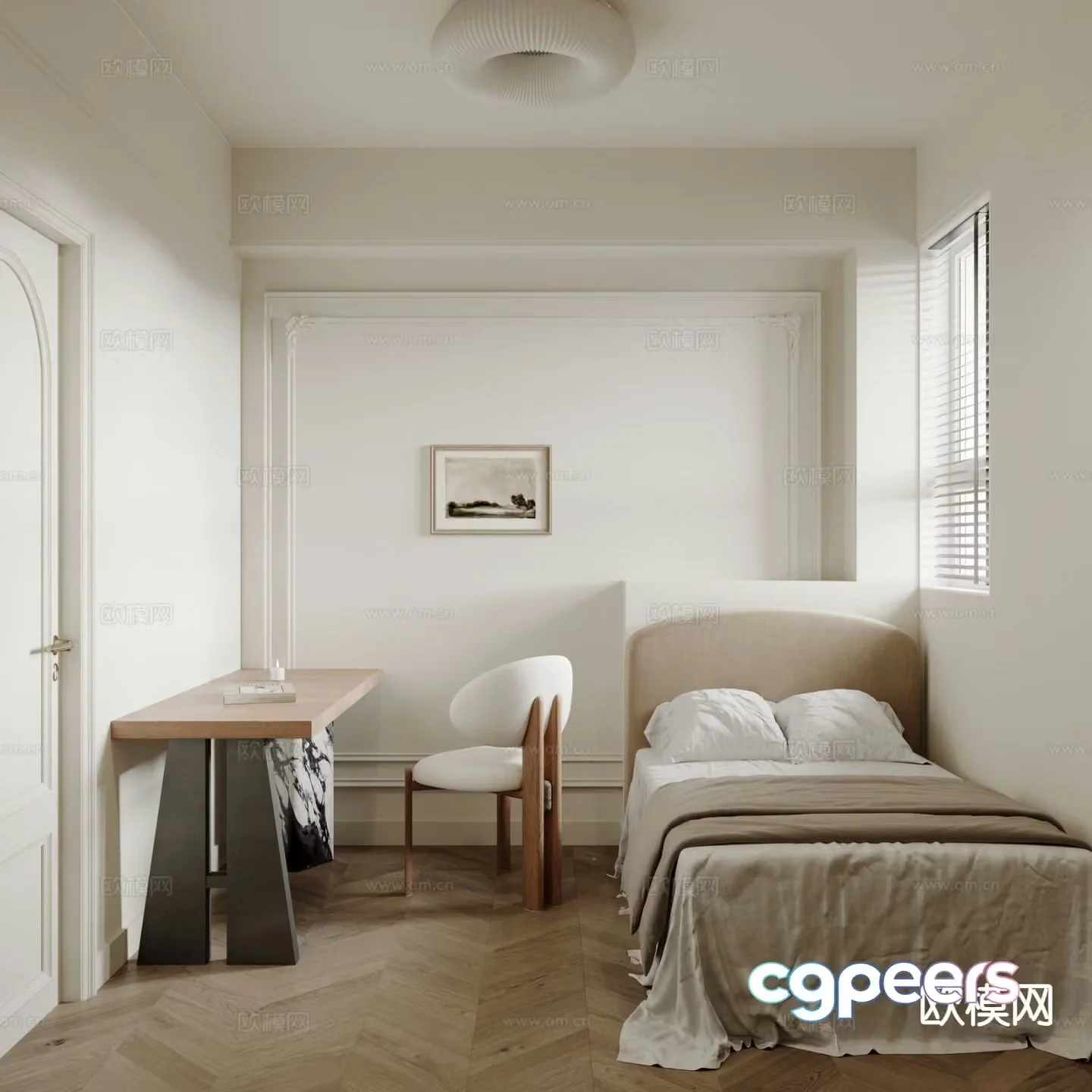 French bedroom second bedroom guest bedroom study 3D model