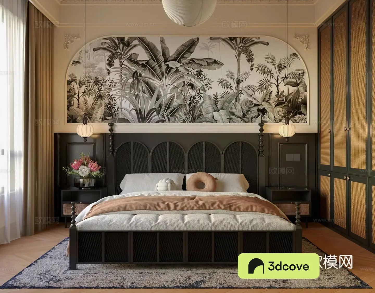 Medium style bedroom French bedroom Medium style bedroom background wall Medium style wardrobe Medium style bed 3D model