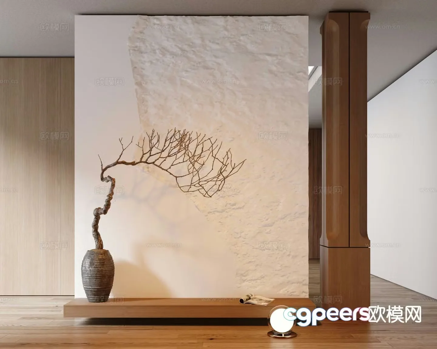 New Chinese style entrance background wall 3D model