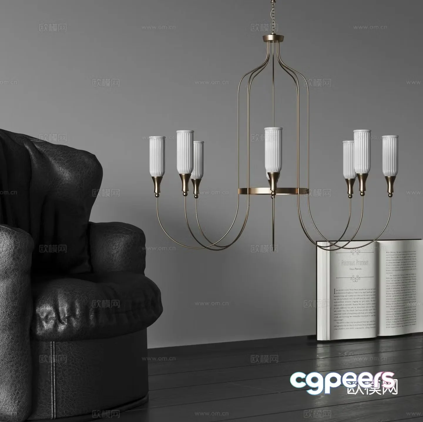poliform french style multi-head chandelier 3d model