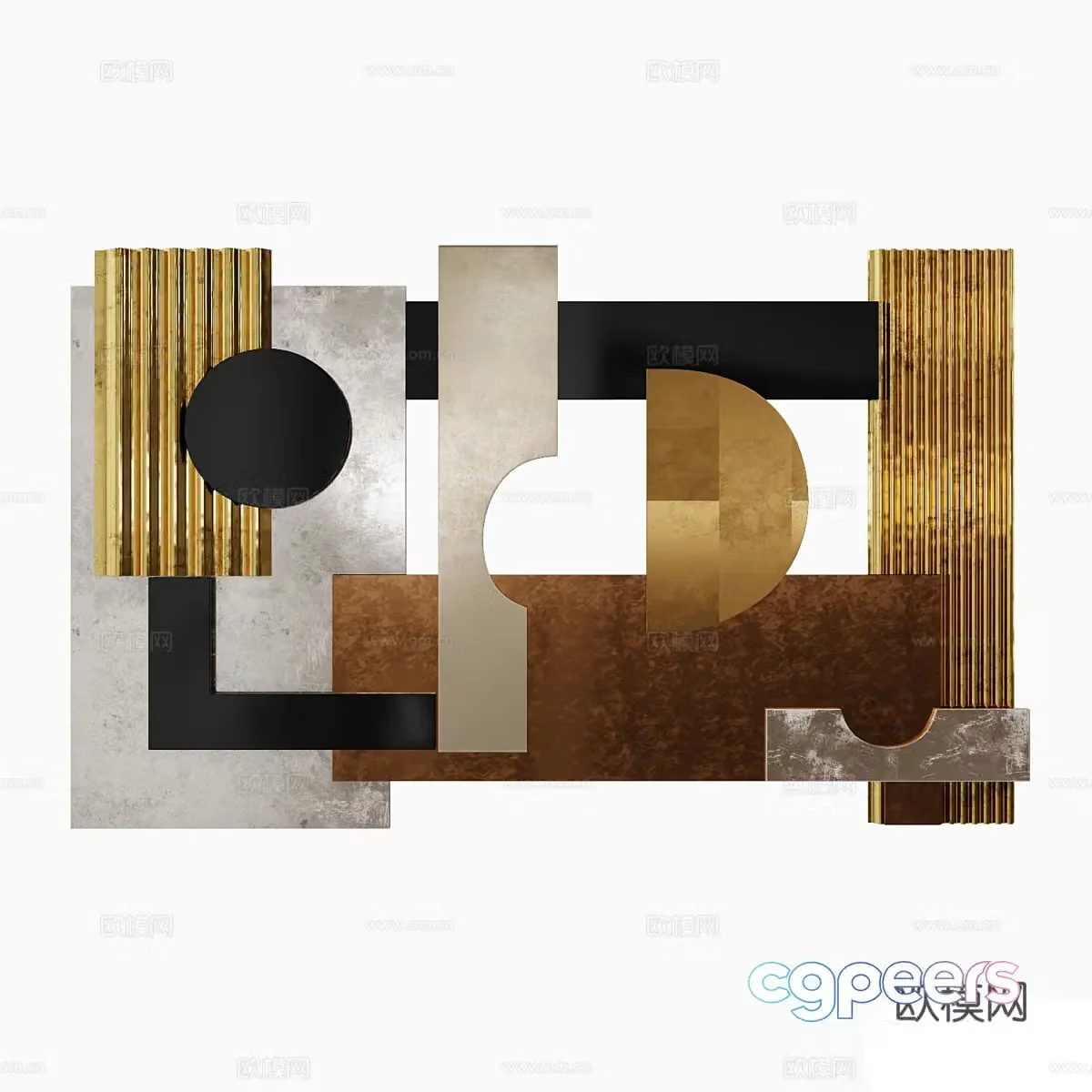 New Chinese style light luxury wall decoration pendant metal pendant 3D model