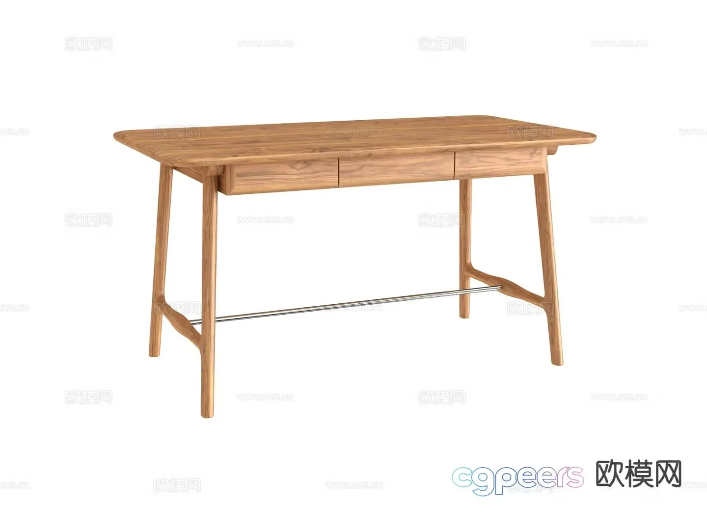 Log style dining table 3D model of dining table