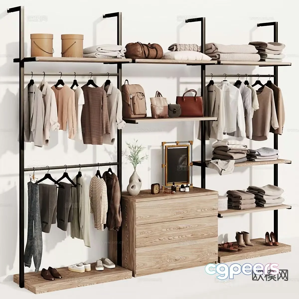 Modern clothes rack wardrobe 3d model
