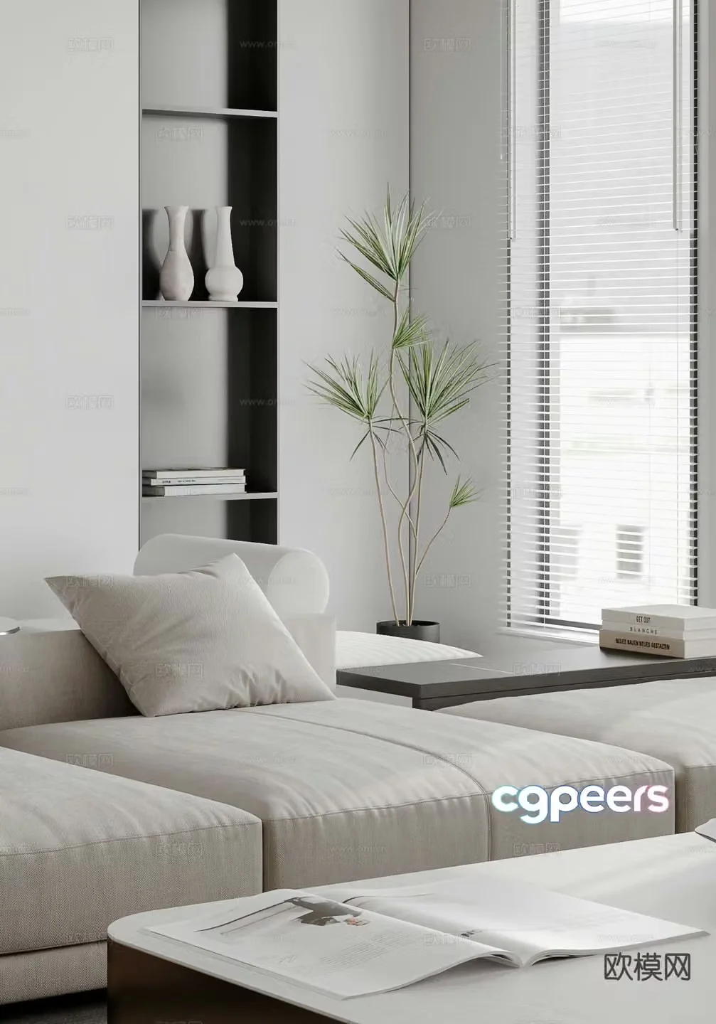 Modern sofa coffee table modular sofa 3d model