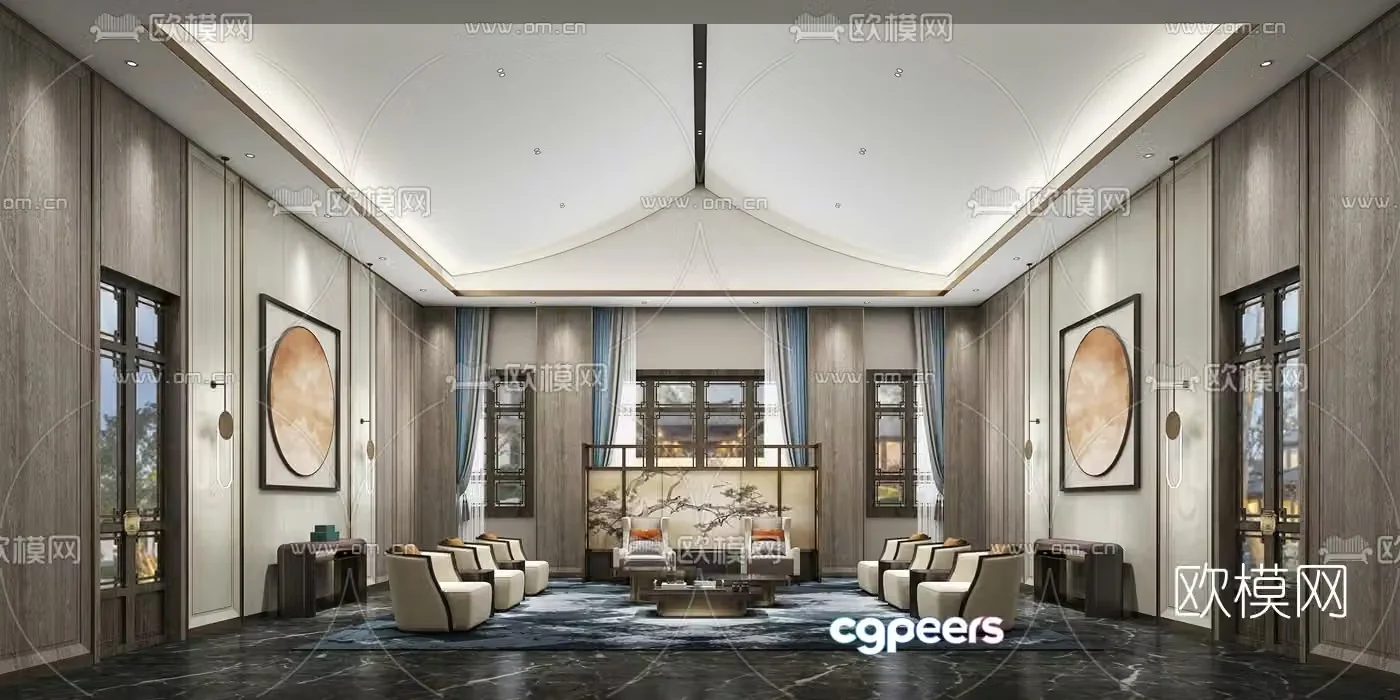 New Chinese-style hotel VIP room reception room 3D model