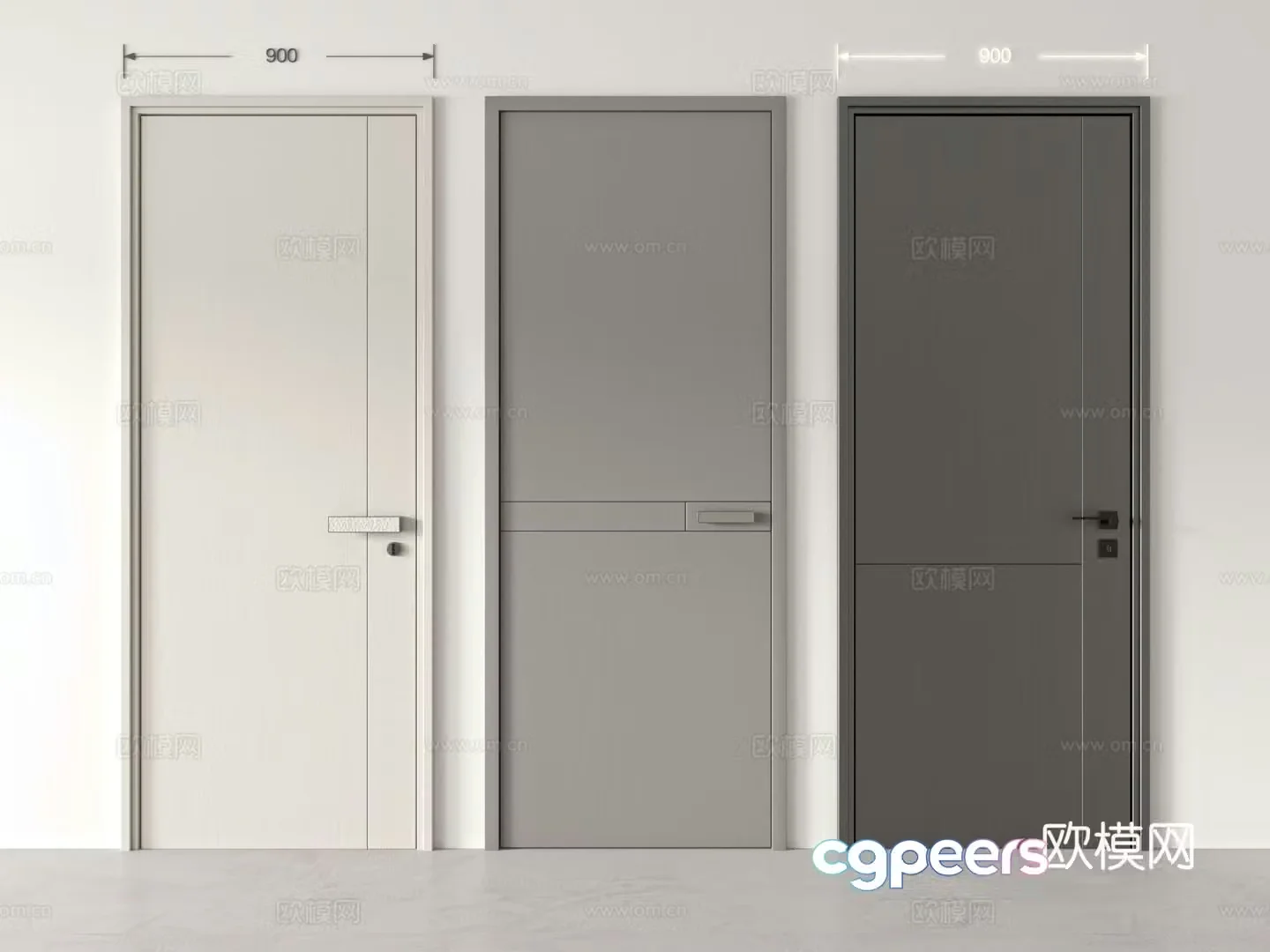 Modern single-open door wooden door open ceiling door bedroom door minimalist door 3D model