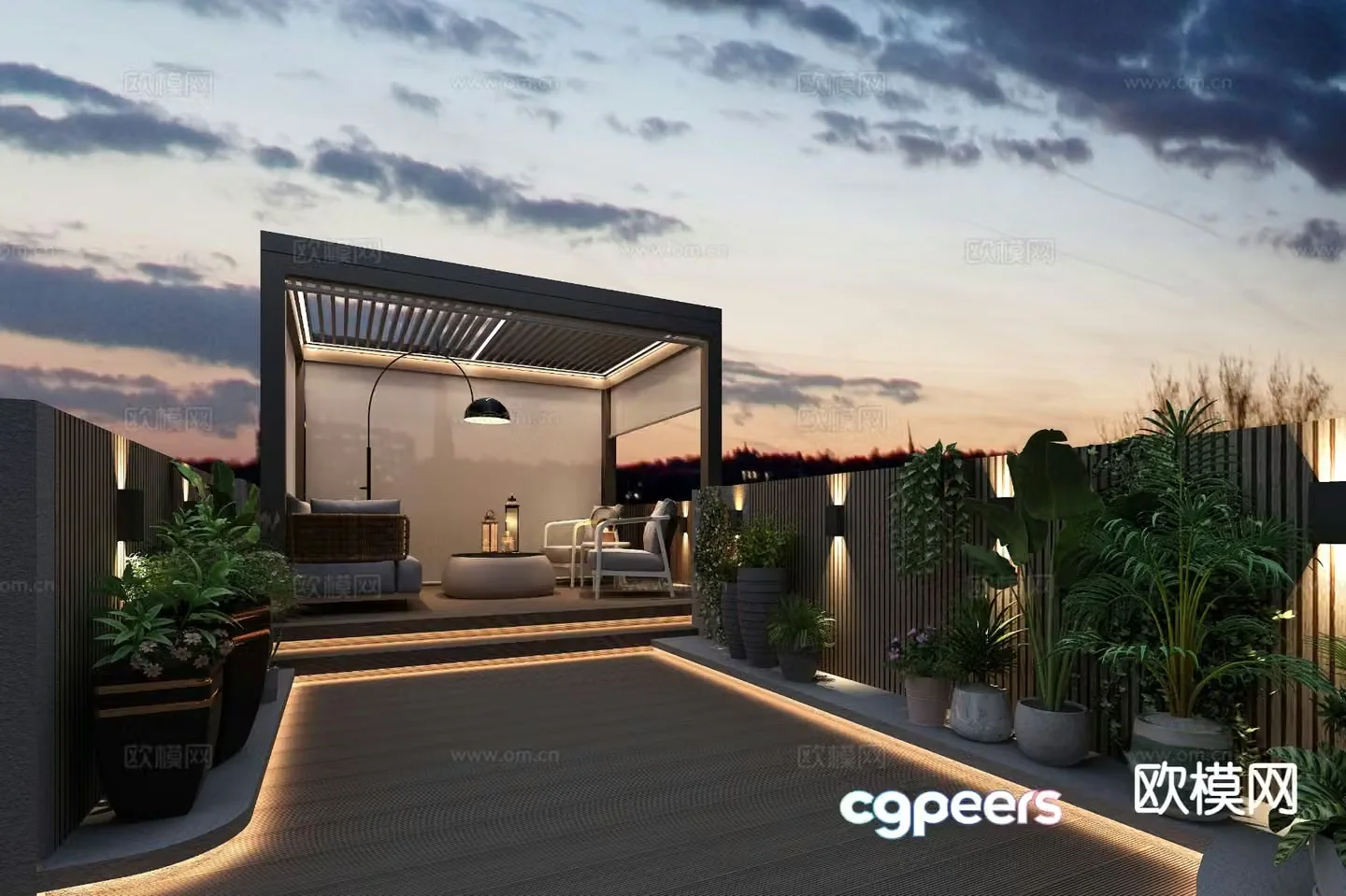 Modern balcony garden 3d model