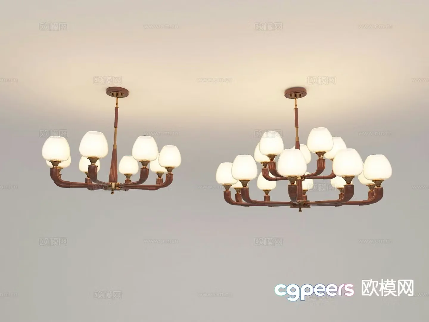 New Chinese style chandelier multi-head chandelier 3d model