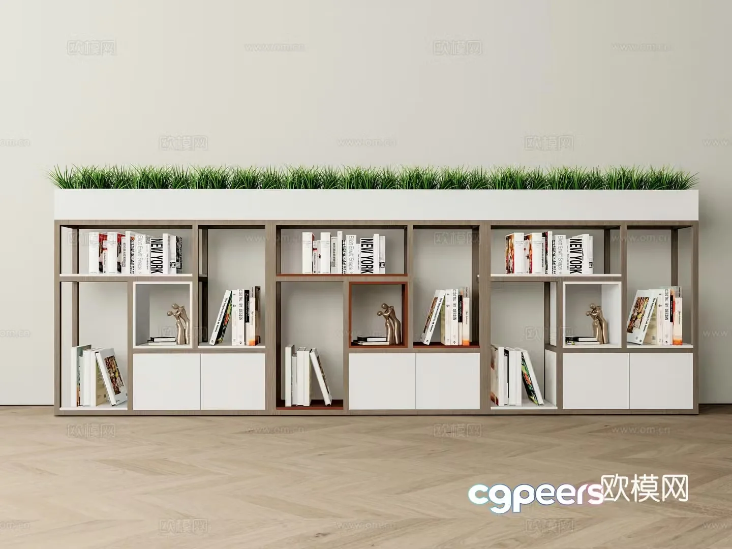 Modern office bookcase low bookcase 3d model