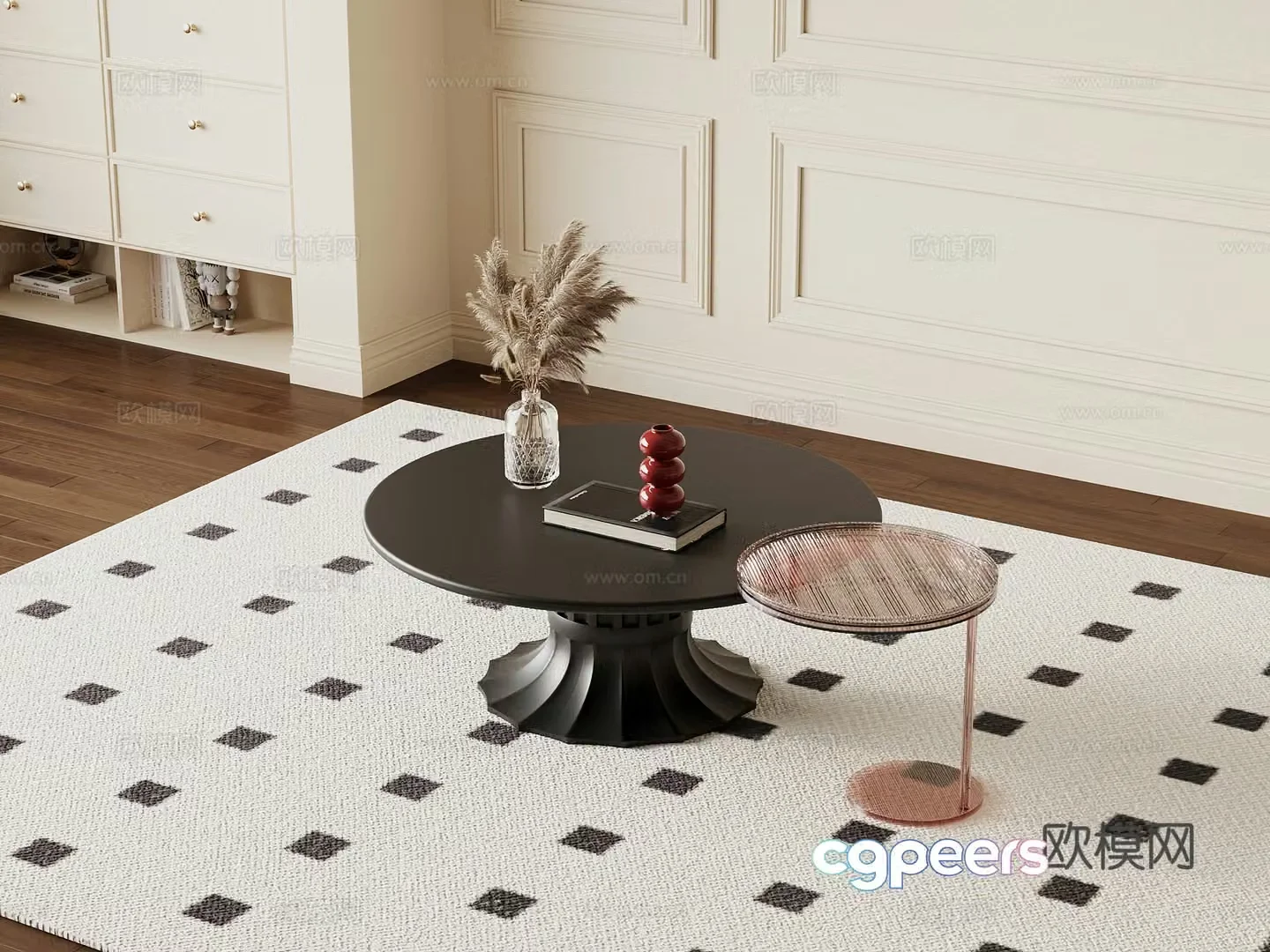 Coffee table French retro style coffee table spliced â€‹â€‹coffee table 3D model