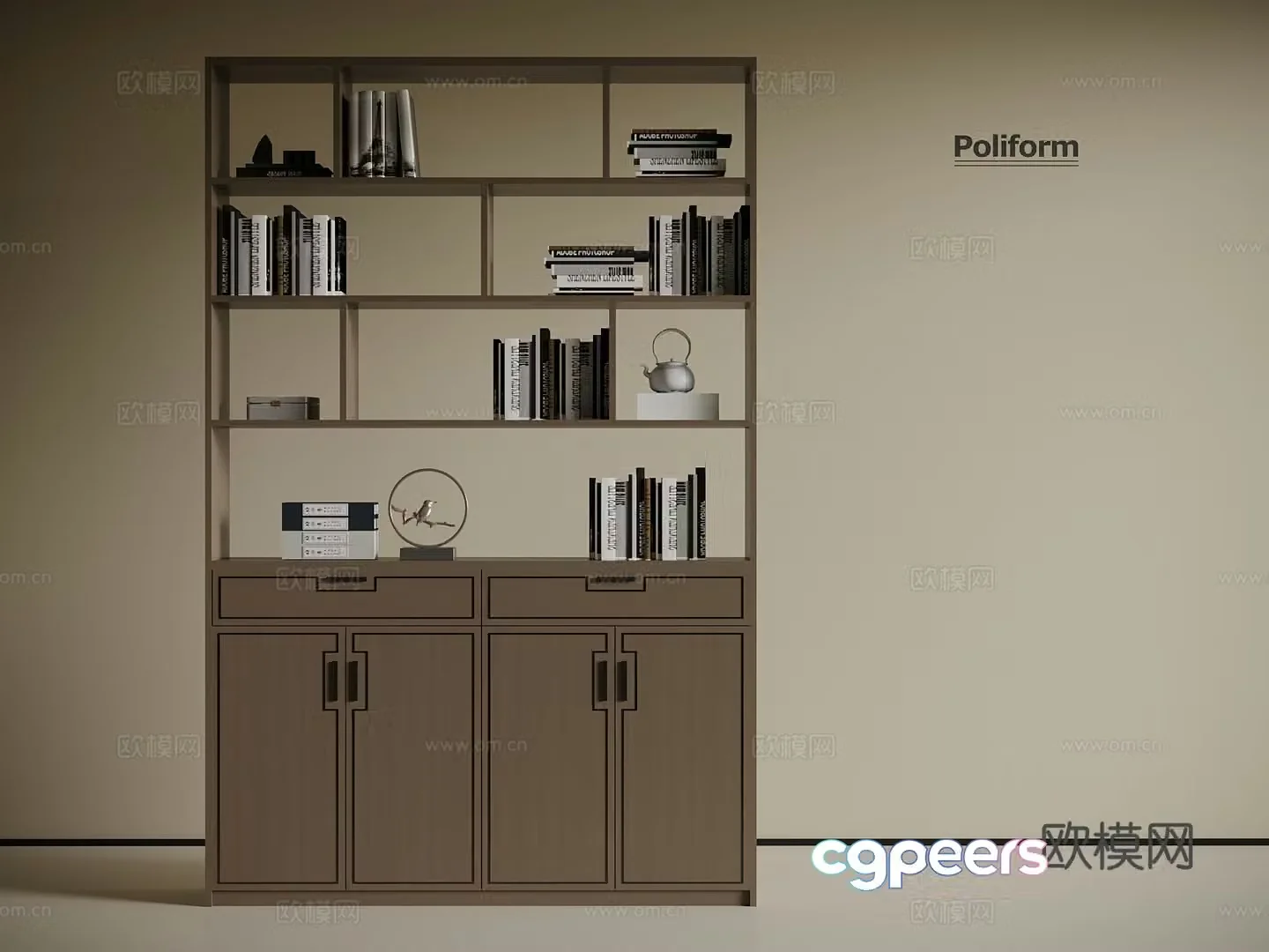 New Chinese style partition cabinet bookcase 3D model